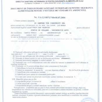 DOCUMENT DE ÎNREGISTRARE SANITARĂ VETERINARĂ ȘI PENTRU SIGURANȚA ALIMENTELOR PENTRU UNITĂȚILE DE VÎNZARE CU AMĂNUNTUL