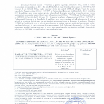 AUTORIZAȚIE SANITAR - VETERINARĂ